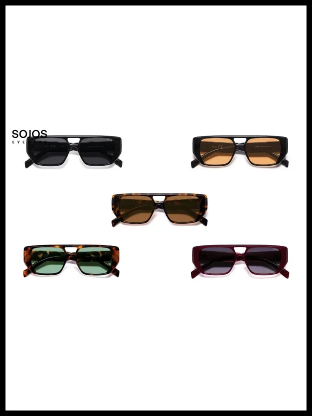 Retro Flat Top Double Bridge Square UV400 Polarized Sunglasses for Women Men